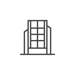 Modern office building line icon, outline vector sign, linear style pictogram isolated on white. Symbol, logo illustration. Editable stroke