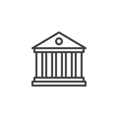 Bank building line icon, outline vector sign, linear style pictogram isolated on white. Universal building with columns symbol, logo illustration. Editable stroke