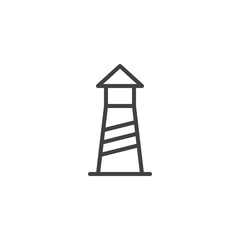 Lighthouse tower line icon, outline vector sign, linear style pictogram isolated on white. Beacon symbol, logo illustration. Editable stroke