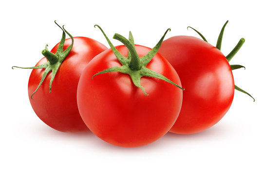 Ripe tomatoes isolated on white background
