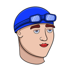 swimmer in cap and goggles, Olympic sports, vector illustration