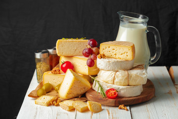 cheese on wooden table