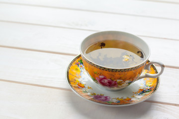 tea on the wooden table