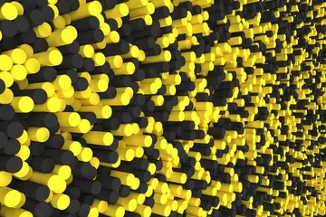 Pattern of black and yellow cylinders of different length