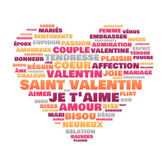 Fototapeta premium Saint Valentin - Nuage de mots en forme de cœur