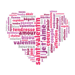 Saint Valentin - Nuage de mots en forme de c&oelig;ur