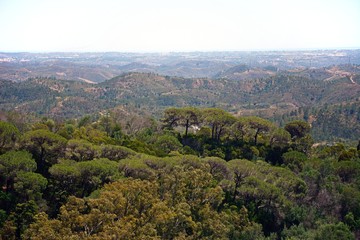 Fototapeta premium Elevated view across the Monchique mountains and countryside, Algarve, Portugal.