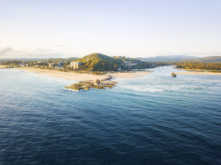 Aerial photograph of Currumbin Beach on the Gold Coast, Queensland, Australia.