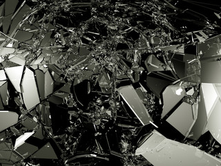 Pieces of Broken or Shattered glass isolated