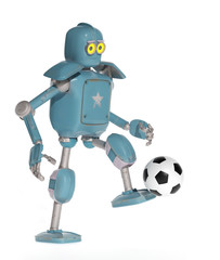 Obraz na płótnie Canvas grunge vintage robot play in soccer football. 3D rendering