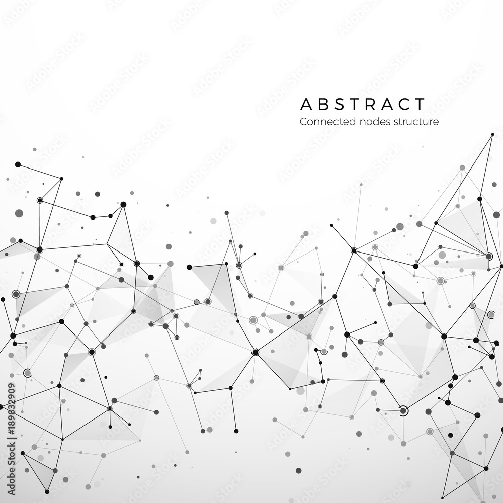 Poster abstract plexus structure of digital data, web and node. particles and dots connection. atom and mol
