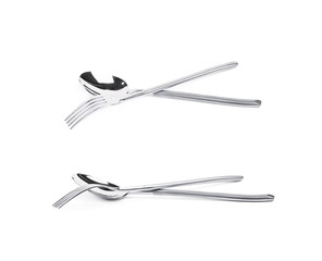 Composition of spoon and fork isolated