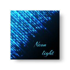 The square cover of the leaflet with the rays of blue light on a black background for the Christmas decoration