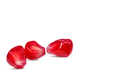 Fresh pomegranate seeds isolated on white background with clipping path