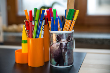 colored pencils table