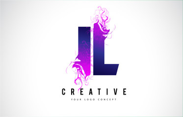 IL I L Purple Letter Logo Design with Liquid Effect Flowing - obrazy, fototapety, plakaty