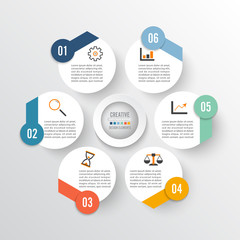 Vector illustration infographics 6 options. Template for brochure, business, web design