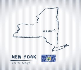 New York state vector chalk drawing map isolated on a white background