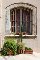 Fototapeta na wymiar window decorated with plants - south of France