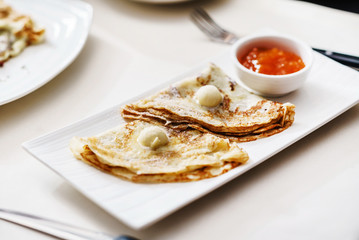 sweet pancakes with jam