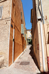 narrow colored street in old town Hyères - FRANCE