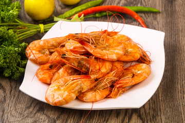 Boiled prawns
