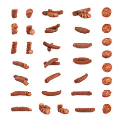 Set of multiple sausage images