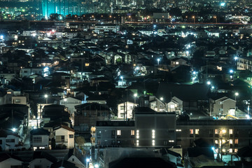 東京郊外の住宅地の夜景１