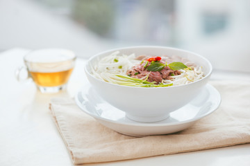 A bowl of traditional Vietnamese Pho noodle