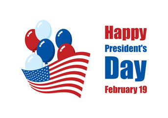 Fototapeta premium Happy Presidents' Day vector. American flag with balloons on a white background. American holiday vector illustration. Important day