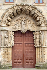 Fototapeta na wymiar Entrance of the School Colexio of San Xerome on Praza do Obradoiro - Santiago de Compostela, Galicia, Spain