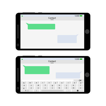 Smartphone screen interface horizontally messaging