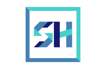 Fototapeta premium SH Square Ribbon Letter Logo 