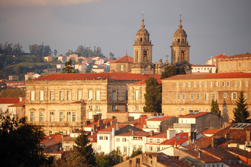 Fototapeta na wymiar View of the Convent of San Francisco from the Alameda Park - Santiago de Compostela, Galicia, Spain