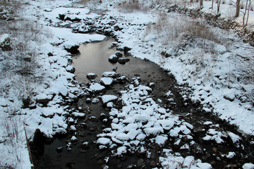 Empty riverbed in winter
