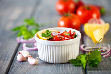 Salsa sauce and ingredients