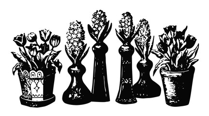 Frühlingsblumen in Vasen und Töpfen - Spring flowers in vases and flowerpots