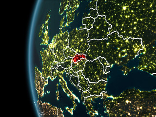 Slovakia from space at night