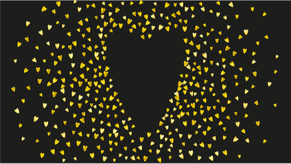 Grunge heart background for Valentines day with gold glitter. February 14th day. Vector confetti for grunge heart background. Hand drawn texture. Love theme for party invite, retail offer and ad.