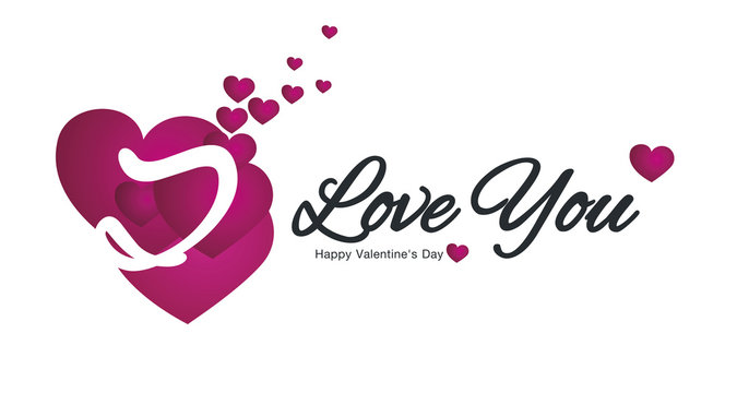 I Love You Happy Valentine Day with hearts logo