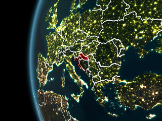 Croatia from space at night