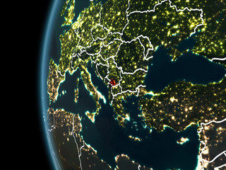 Kosovo from space at night