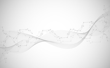Fototapeta premium Illustration, global creative social network. Abstract polygonal background with lines and dots.