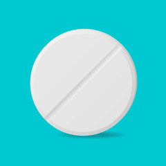 Single pill on blue background top view