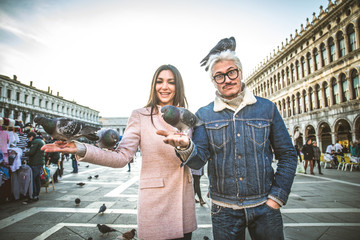 Couple visiting Saint Mark Square, Venice