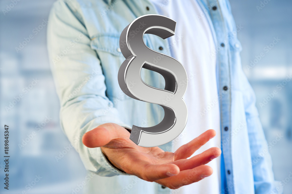 Fototapete Justice and law symbol displayed on a futuristic interface - 3d rendering