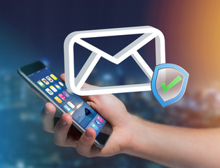 Approved and verified Email symbol displayed on a futuristic interface - Message and internet...