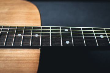 Fototapeta premium closeup shot of guitar and strings with shallow depth of field.soft focus.