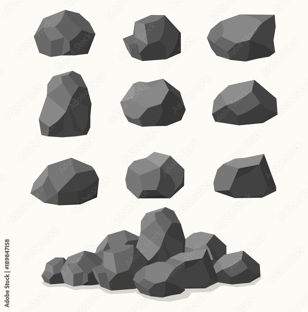 Wall mural Pile of  stones, graphite coal. 