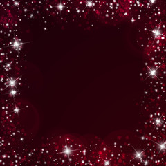 Falling hearts valentine background. Chaotic border on wine red background. Falling hearts valentines day great design. Vector illustration.